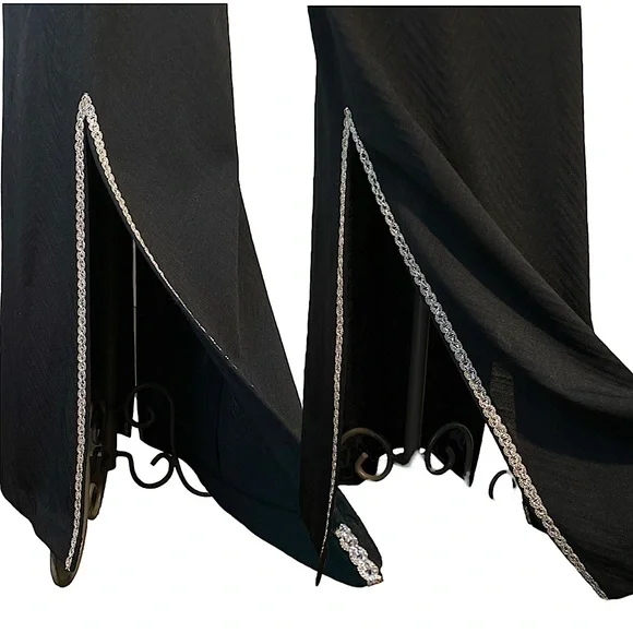 vtg Tuxedo Hostess Dress w Dual Side Splits - Picture 5 of 10